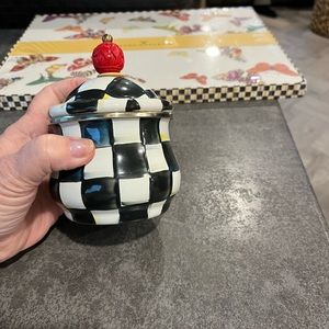 Mackenzie Childs creamer and sugar. Courtly check